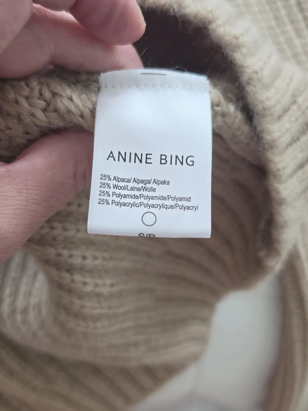 NWT ANINE BING Sydney High-Neck/Turtleneck Sweater XS, Camel, Wool-blend